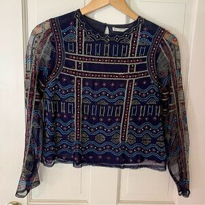Zara Embroidered Beaded Blouse